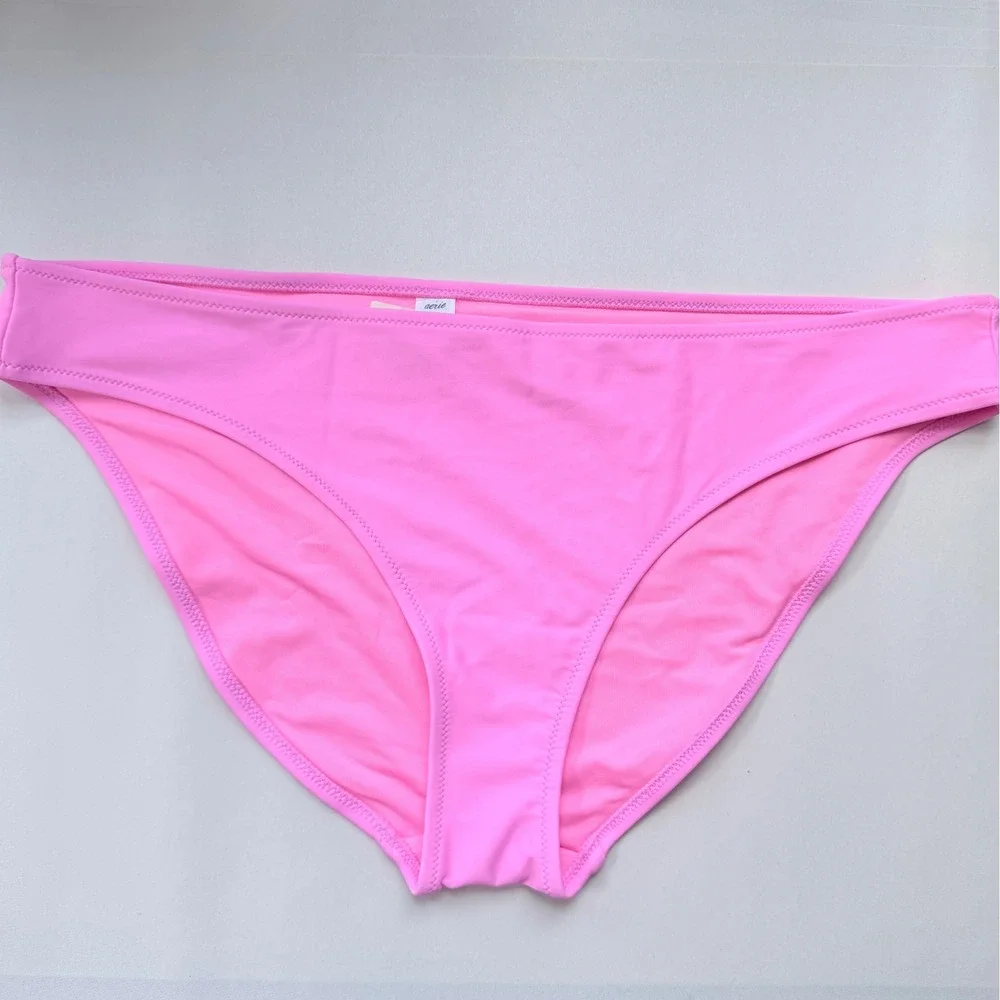 Aerie Women XL‎ Pink Bikini Bottoms Solid Low Rise Swimwear New With Tags